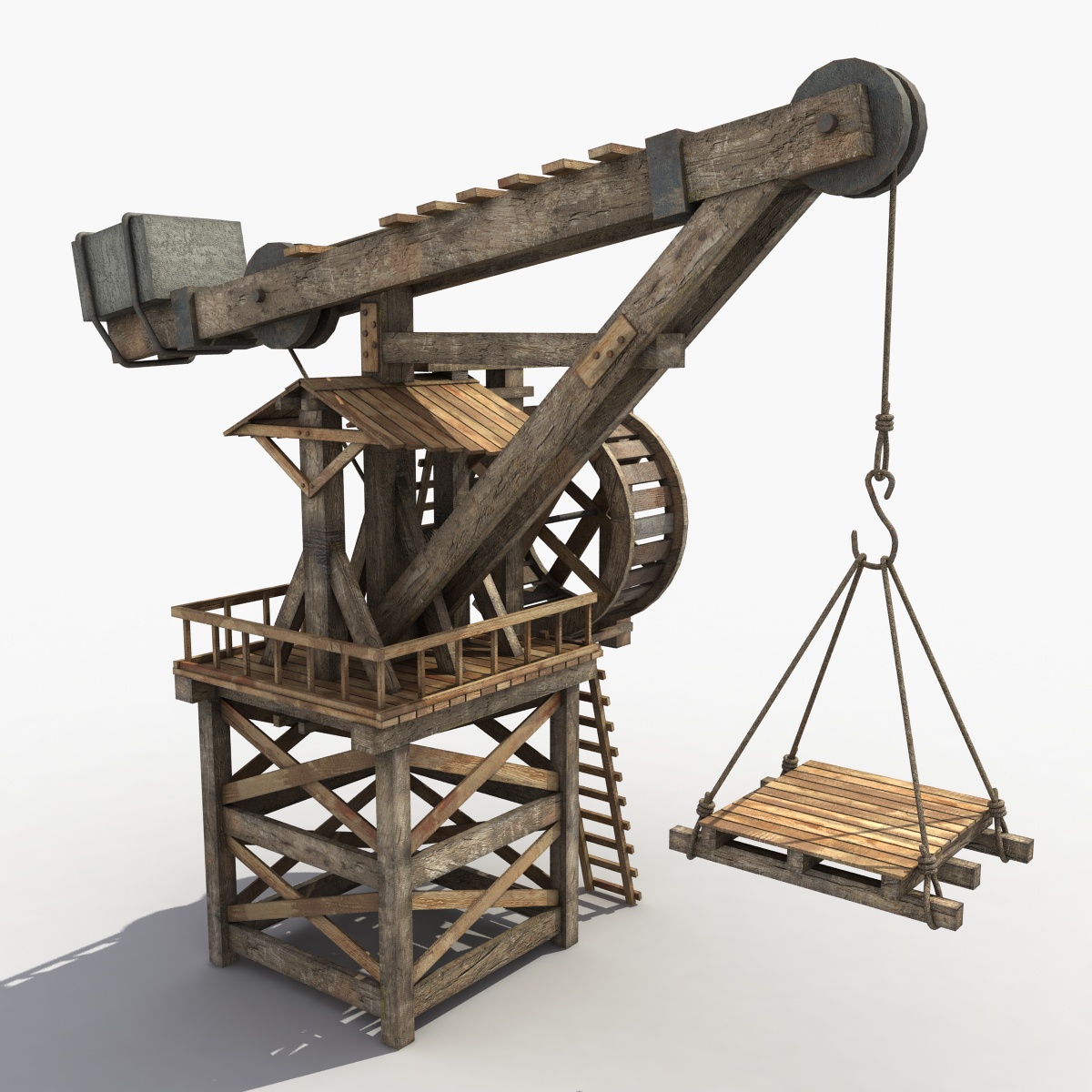 3d model Old Wooden Crane (3d модель старого деревянного подъемного крана)